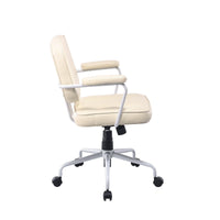 Louise White Frame Faux Leather Home Office Chair in Beige Kings Warehouse 