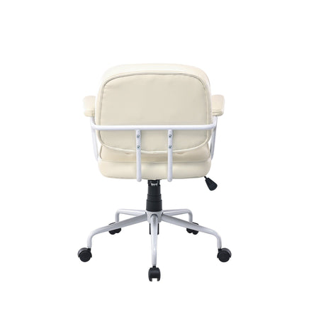 Louise White Frame Faux Leather Home Office Chair in Beige Kings Warehouse 