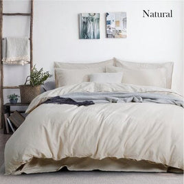 luxurious linen cotton quilt cover set queen natural Kings Warehouse 