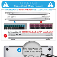 MacBook Air 13 Inch Case 2020 2019 2018, A1932, A2179, A2337 Shell Case Keyboard Cover Clear Kings Warehouse 