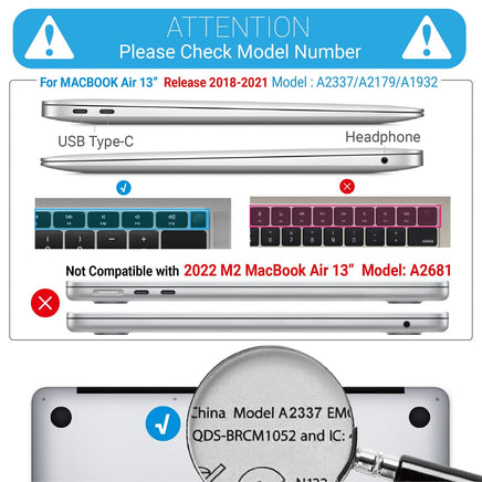 MacBook Air 13 Inch Case 2020 2019 2018, A1932, A2179, A2337 Shell Case Keyboard Cover Clear Kings Warehouse 