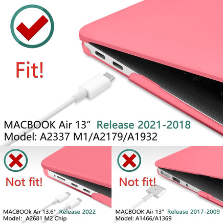 MacBook Air 13 Inch Case 2020 2019 2018, A1932, A2179, A2337 Shell Case Keyboard Cover Pink Kings Warehouse 