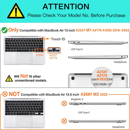 MacBook Air 13 Inch Case 2020 2019 2018, A1932, A2179, A2337 Shell Case Keyboard Cover Purple Kings Warehouse 