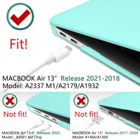MacBook Air 13 Inch Case 2020 2019 2018, A1932, A2179, A2337 Shell Case Keyboard Cover tiffany blue Kings Warehouse 
