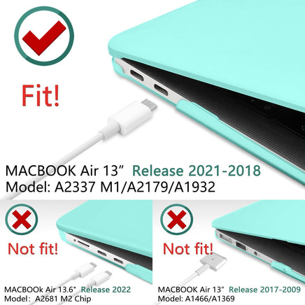 MacBook Air 13 Inch Case 2020 2019 2018, A1932, A2179, A2337 Shell Case Keyboard Cover tiffany blue Kings Warehouse 