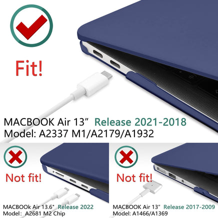 MacBook Air 13 Inch Case 2020 2019 2018, A1932, A2179,A2337 Shell Case Keyboard Cover Blue Kings Warehouse 