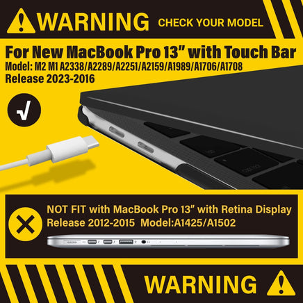 MacBook Pro 13 Inch Case 2016-2023 M1 M2 A2338 A2289 A2251 A2159 Hard Shell Case Keyboard Cover Black Kings Warehouse 