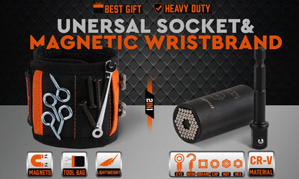Magnetic Wristband & Universal Socket Grip 7-19mm Magnets Screws Nails Holder Kings Warehouse 