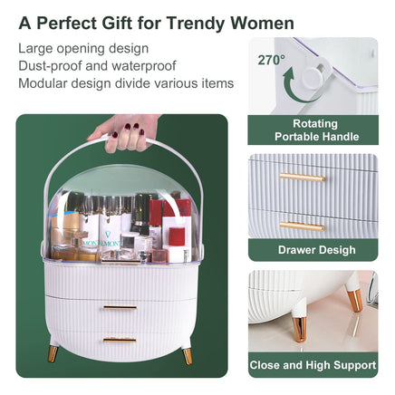 Make up Organizers Storage Vanity Cosmetics Skincare Display Cases Countertop Bathroom Gifts for Women Kings Warehouse 