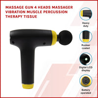 Massage Gun 4 Heads Massager Vibration Muscle Percussion Therapy Tissue Kings Warehouse 
