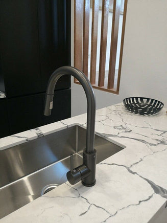 Matte Black Pull out Kitchen tap Solid stainless steel PVD plated Kings Warehouse 
