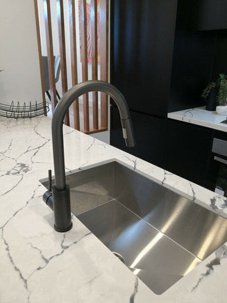 Matte Black Pull out Kitchen tap Solid stainless steel PVD plated Kings Warehouse 
