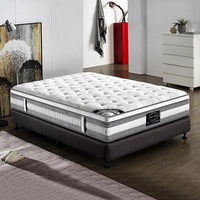 Mattress Euro Top Queen Size Pocket Spring Coil with Knitted Fabric Medium Firm 34cm Thick Mattresses Kings Warehouse 
