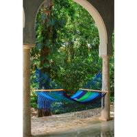 Mayan Legacy King Size Outdoor Cotton Mexican Resort Hammock With Fringe in Oceanica Colour Home & Garden > Hammocks Kings Warehouse 
