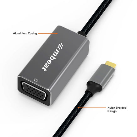 mbeat Elite USB-C to VGA Adapter- Space Grey Kings Warehouse 