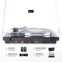 mbeat Hi-Fi Bluetooth Turntable (MMC, USB, Anti-skating, Preamplifier) - Macassar Ebony Kings Warehouse 