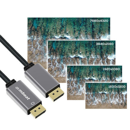 mbeat Tough Link 1.8m Display Port Cable v1.4 - Space Grey Kings Warehouse 