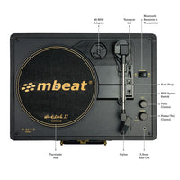 mbeat Woodstock II Black Retro Bluetooth (TX/RX) Turntable Kings Warehouse 