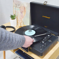 mbeat Woodstock II Black Retro Bluetooth (TX/RX) Turntable Kings Warehouse 