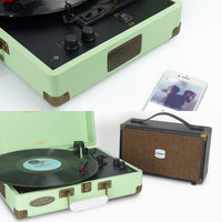 mbeat Woodstock II Tiffany Green Retro Bluetooth (TX/RX) Turntable Kings Warehouse 