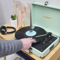 mbeat Woodstock II Tiffany Green Retro Bluetooth (TX/RX) Turntable Kings Warehouse 