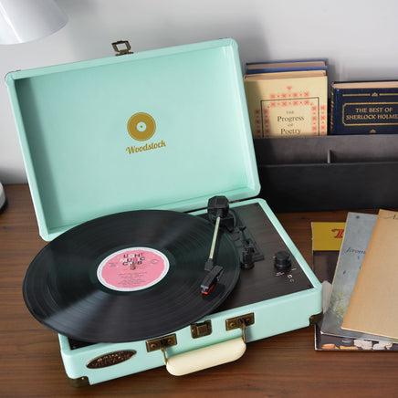 mbeat Woodstock Tiffany Blue Retro Turntable Kings Warehouse 