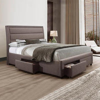 Megan Bed Fabric Light Grey King size With Storage Drawers Bedroom Furniture Kings Warehouse 