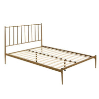 Metal Bed Frame Base Platform in Gold Queen Mid Century Timber Slat bedroom furniture Kings Warehouse 