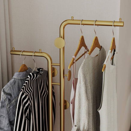 Metal Coat Rack Marble Base Hooks Clothes Coats Bag Tree Hat Display Hanger Stand Organiser 2 Pole Kings Warehouse 
