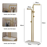 Metal Coat Rack Marble Base Hooks Clothes Coats Bag Tree Hat Display Hanger Stand Organiser 2 Pole Kings Warehouse 