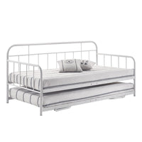 Metal Daybed Pop Up Trundle Sofa Bed Frame Single Size White bedroom furniture Kings Warehouse 