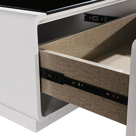 Metro Coffee Table Black Glass & White Painting Living Room Kings Warehouse 