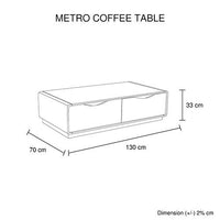 Metro Coffee Table Black Glass & White Painting Living Room Kings Warehouse 