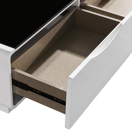 Metro Coffee Table Black Glass & White Painting Living Room Kings Warehouse 