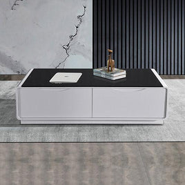 Metro Coffee Table Black Glass & White Painting Living Room Kings Warehouse 