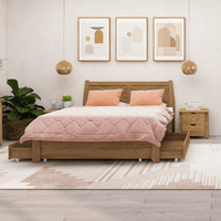 Mica Natural Wooden Bed Frame with Storage Drawers Double bedroom furniture Kings Warehouse 