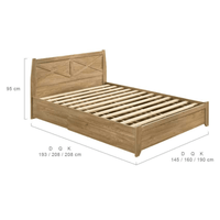 Mica Natural Wooden Bed Frame with Storage Drawers Double bedroom furniture Kings Warehouse 