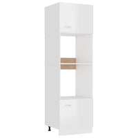 Microwave Cabinet High Gloss White 60x57x207 cm