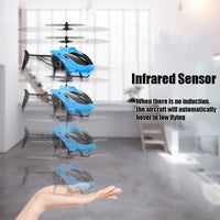 Mini RC Infrared Induction Helicopter Aircraft Drone Flashing Light Toys Christmas Gift Blue Kings Warehouse 