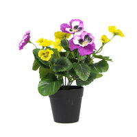 Mixed Pink And Yellow Flowering Potted Artificial Pansy Plants 25cm Kings Warehouse 