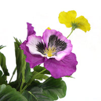 Mixed Pink And Yellow Flowering Potted Artificial Pansy Plants 25cm Kings Warehouse 