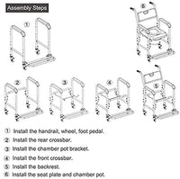 Mobile Shower Toilet Commode Chair Bathroom Aluminum Bedside Footrest Wheelchair Kings Warehouse 