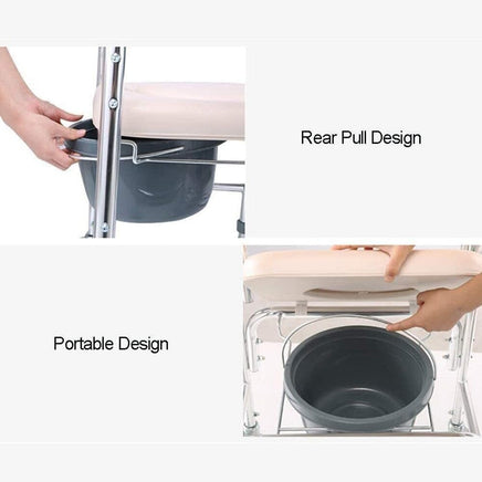Mobile Shower Toilet Commode Chair Bathroom Aluminum Bedside Footrest Wheelchair Kings Warehouse 