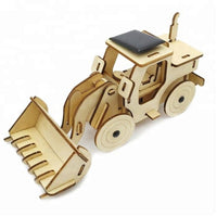 Model Bulldozer Tipper truck: Solar or battery powered plywood model-includes Motor or Solar powered options plus paint brush set KingsWarehouse 