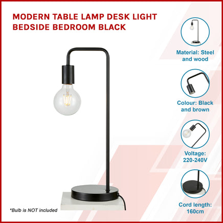 Modern Table lamp Desk Light Bedside Bedroom Black Kings Warehouse 