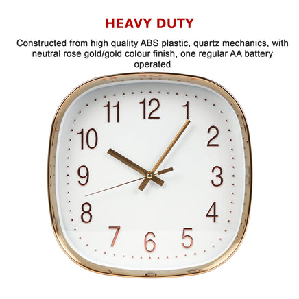 Modern Wall Clock Silent Non-Ticking Quartz Battery Operated Gold Kings Warehouse 
