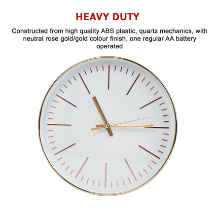 Modern Wall Clock Silent Non-Ticking Quartz Battery Operated Gold Kings Warehouse 