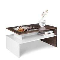 Modern White And Brown Wooden Coffee Table With Shelf Kings Warehouse 