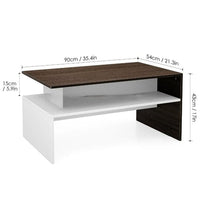 Modern White And Brown Wooden Coffee Table With Shelf Kings Warehouse 