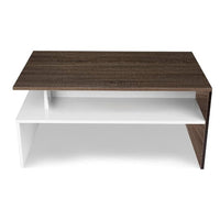 Modern White And Brown Wooden Coffee Table With Shelf Kings Warehouse 